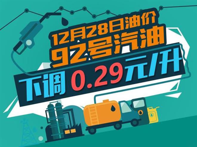 12月28日24时：92号汽油下调0.29元/升